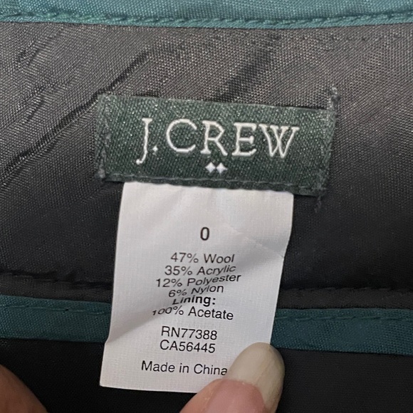 J. Crew Mini Skirt Womens 0 Green Wool Blend Mod Boucle Dark Academia Preppy - Picture 6 of 8